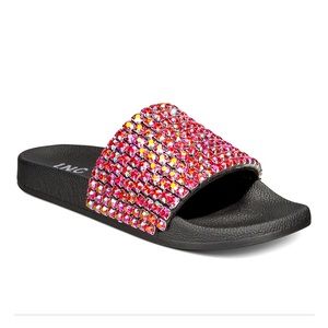 INC BLING BLING SLIDES PINK AND BLACK BRAND NEW SIZE 10